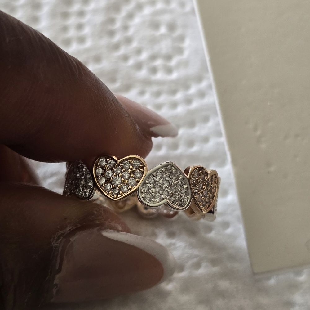 And Now This Women Heart-Shaped Gold Silver Ring Sz 8 18k Gold Over Brass New - Picture 8 of 8